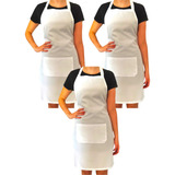 Kit Com 3 Avental Cozinha Grande Garçom Restaurante Padaria