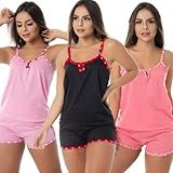 Kit Com 3 Baby Doll Malha Conforto Pijama Verão Joice Cor Sortida Tamanho XG