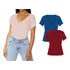 Kit Com 3 Blusas Feminina Decote V Profundo Peça Curinga