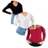 Kit Com 3 Blusinha Manga Longa Babylook Comprida Viscolycra 