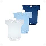 Kit Com 3 Bodies Manga Curta Para Bebê Menino Menina 100 Algodão AZUL BEBE AZUL MARINHO BRANCO G 