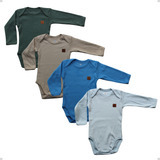 Kit Com 3 Body Egípcio Bebê 2024 Inverno Manga Longa Algodão