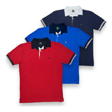Kit Com 3 Camisa Gola Polo Brooksfield Masculina Original