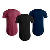 Kit Com 3 Camisas Blusas Masculinas Long Line Oversize Swag