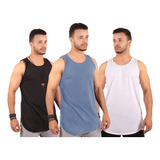 Kit Com 3 Camiseta Blusa Regata Camisa Masculina Longline
