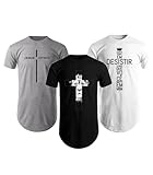 Kit Com 3 Camisetas Camisas Blusas Masculinas Long Line Oversize Swag Gospel Cristã Evangélicas (m, 1 Preta, 1 Branca E 1 Cinza)