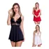 Kit Com 3 Camisolas Sexy Em Microfibra E Renda P M G Gg