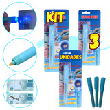 Kit Com 3 Canetas Para Detectar Dinheiro Falso Luz Uv