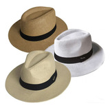 Kit Com 3 Chapéus Moda Panamá Estilosa Praia Verão Vintage