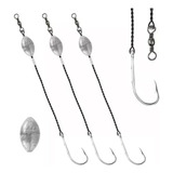 Kit Com 3 Chicote De Aço Flexível Pesca Bicuda 60lbs 4 0