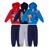 Kit Com 3 Conjuntos De Moletom Com Ziper 4 A 8 Anos