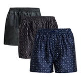 Kit Com 3 Cueca Samba Canção De Cetim Short De Dormir Pijama