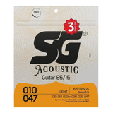 Kit Com 3 Jogos De Cordas Sg 0 10 Violão Aço Light Bronze