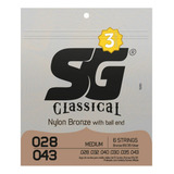 Kit Com 3 Jogos De Cordas Sg Violão Nylon Média Bolinha