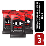 Kit Com 3 Pacotes Preservativo Due Morango Fino 3un Cada