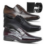 Kit Com 3 Pares Sapato Social Masculino Com Carteira E Cinto