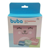 Kit Com 3 Potinhos Gumy Rosa Buba 12603 Com Tampa 3 Unidades