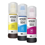 Kit Com 3 Refis De Tinta 504 Original Epson Colorido
