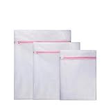 Kit Com 3 Sacos Telados P M G Rosa Com Zíper Para Máquina De Lavar Cesto Para Peças Delicadas Com Zíper Saco Telado Para Roupas Delicadas Máquina De Lavar Com Zíper