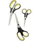 Kit Com 3 Tesouras Uso Geral 03 Peças Modelos De Tamanho Multiuso Aço Inoxidável Resistente Papel Tecido Cozinha Costura Escola Escritório Trabalho Durável Pequena Média E Grande