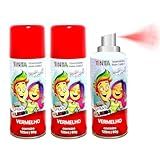 Kit Com 3 Tintas Spray Para Cabelo Maluco Lavável Festa Carnaval Vermelho