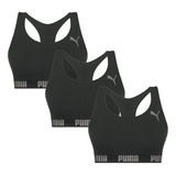 Kit Com 3 Tops Sem Costura Puma Com Costa Nadador S Bojo