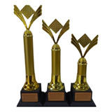 Kit Com 3 Troféus Jogo De Xadrez 44 Cm 38 Cm 32 Cm