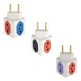 Kit Com 3 Unidades De Adaptador Elétrico Para Tomada Benjamim Cubo Com 3 Entradas 10A E 1 Entrada 20A 3 Pinos Bivolt