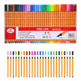 Kit Com 36 Canetas Fine Line Ponta Fina Canetinhas Coloridas