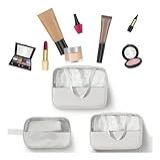 KIT COM 3PCS NECESSAIRE BOLSA FEMININA PARA USAR NA EMPRESA MAQUIAGEM VIAGEM NA MALA BRANCO 