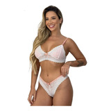 Kit Com 4 Conjunto Calcinha E Sutiã Sem Bojo Renda