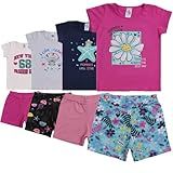 Kit Com 4 Conjuntos Feminino De Menina Shorts De Cotton E Blusinha Em Algodão Tamanho 8
