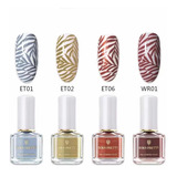 Kit Com 4 Esmaltes Bor Pretty Mais Carimbo Silicone Placa