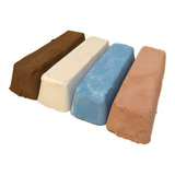 Kit Com 4 Massas Pedras Para Polimento Espelhamento Inox Rodas Peças De Moto Azul Branca Marrom Rosa 400 Gramas Cada