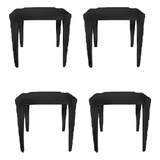 Kit Com 4 Mesas Quadrada Modelo Monobloco De Plastico