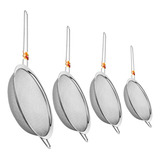 Kit Com 4 Peneiras Para Cozinha Aço Inox