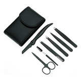 Kit Com 4 Pinças De Sobrancelha Tesoura Pente E Navalha