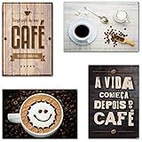 Kit Com 4 Placas Em MDF   Café   R  Adesivos