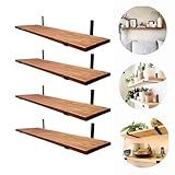 Kit Com 4 Prateleira Industrial Suporte Mão Francesa Estante De Madeira Pinus 80x15 IPE 