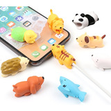 Kit Com 4 Protetor Cabo Usb Carregador Bichinhos Cor Variado