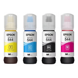 Kit Com 4 Refis De Tinta 544 Original Epson Preto E Colorido