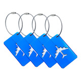 Kit Com 4 Tags Bagagem Viagem Etiqueta Marcador De Mala Cor Azul