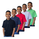 Kit Com 5 Camisa Polo Infantil Juvenil Masculina Algodão 