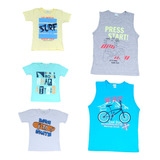 Kit Com 5 Camisetas Infantil Menino Estampas Variadas