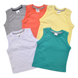 Kit Com 5 Camisetas Regatas Bebê