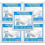 Kit Com 5 Capas Para Travesseiro Impermeável Branca 50cm X 70cm Com Zíper