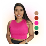 Kit Com 5 Croppeds Básico Canelado Ribana Lisa Premium
