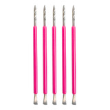 Kit Com 5 Espátulas Bastão Mista Unha Inox Com Silicone Slim