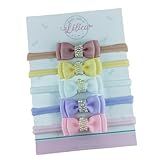 Kit Com 5 Faixas De Cabelo Para Bebê Menina Com Laços Decorados Em Pérolas