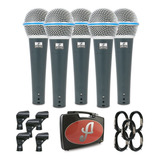 Kit Com 5 Mic Arcano Dinamicos Com Fio Rhodon-8 Kit P10